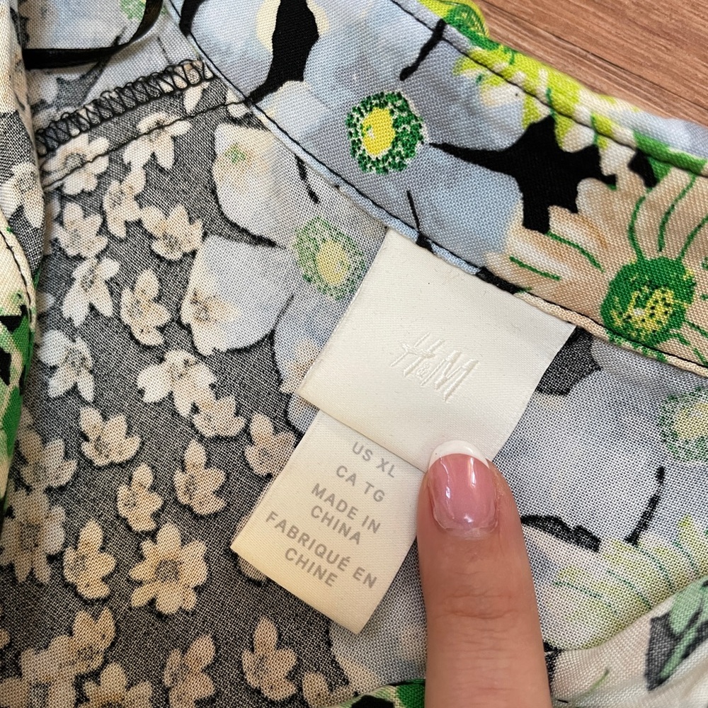 H&M Floral Tiered Long Maxi Dress Size XL Shift Collared Cottagecore Prairie‎ - Picture 8 of 11